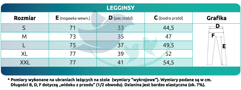 Rozmiary - kobieta legginsy
