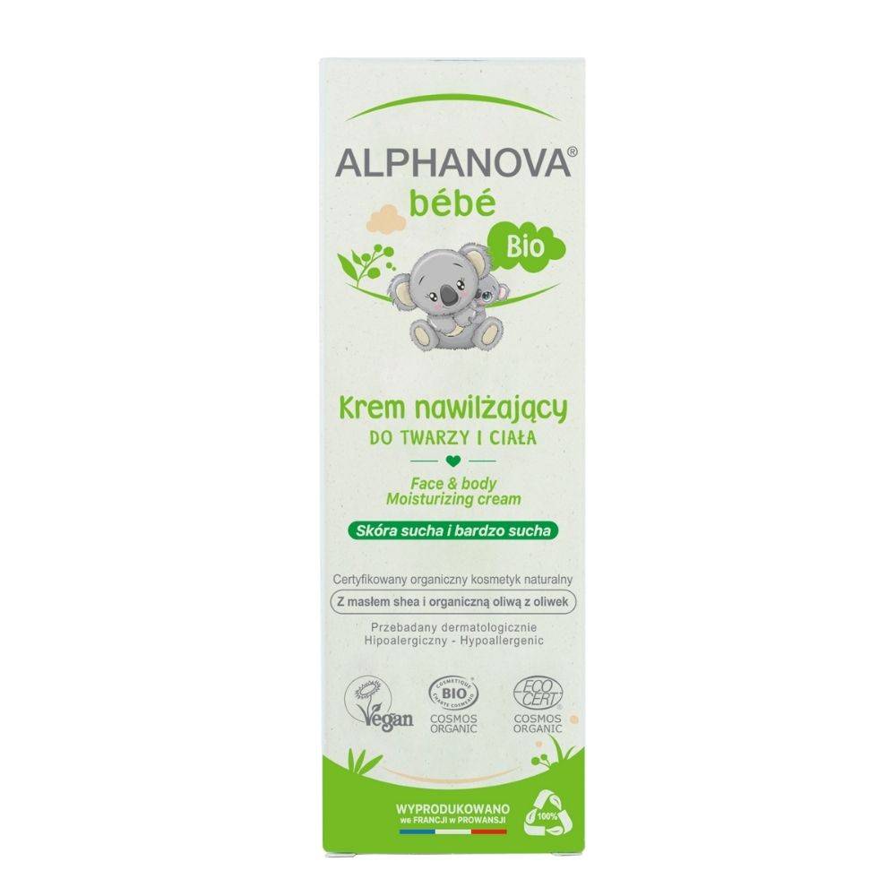 Nawilżający krem na bazie oliwy do twarzy i ciała, 75 ml, Alphanova Bebe