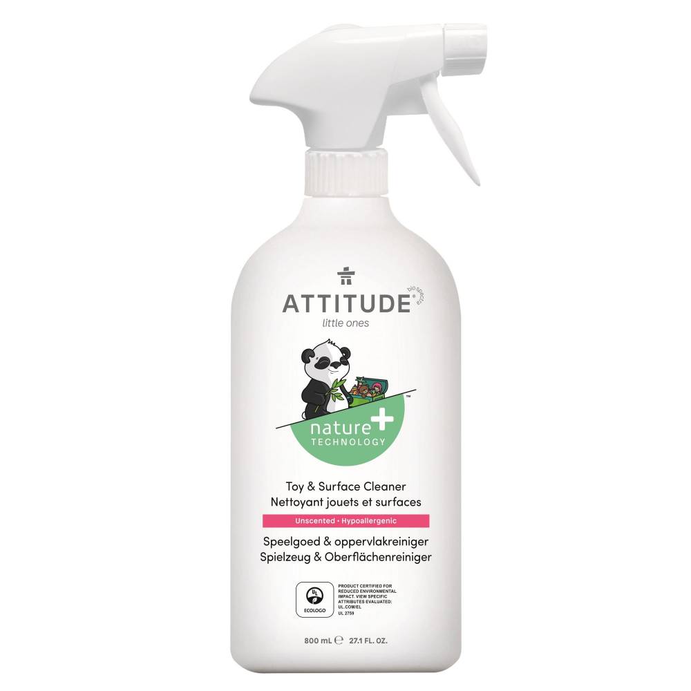 Spray do mycia zabawek i powierzchni w pokoju dziecka Bezzapachowy (fragrance free), 800 ml - Attitude