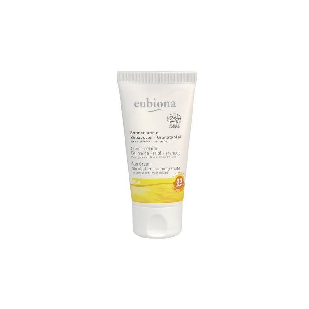 Krem na słońce SPF 30 z masłem shea i owocem granatu do skóry wrażliwej 50 ml, Eubiona