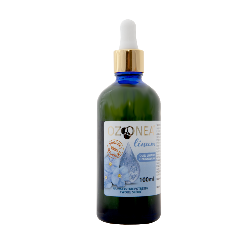 OZONEA linum Ozonowany olej lniany 100 ml z pipetą, gojenie skóry AZS, łuszczyca, egzema