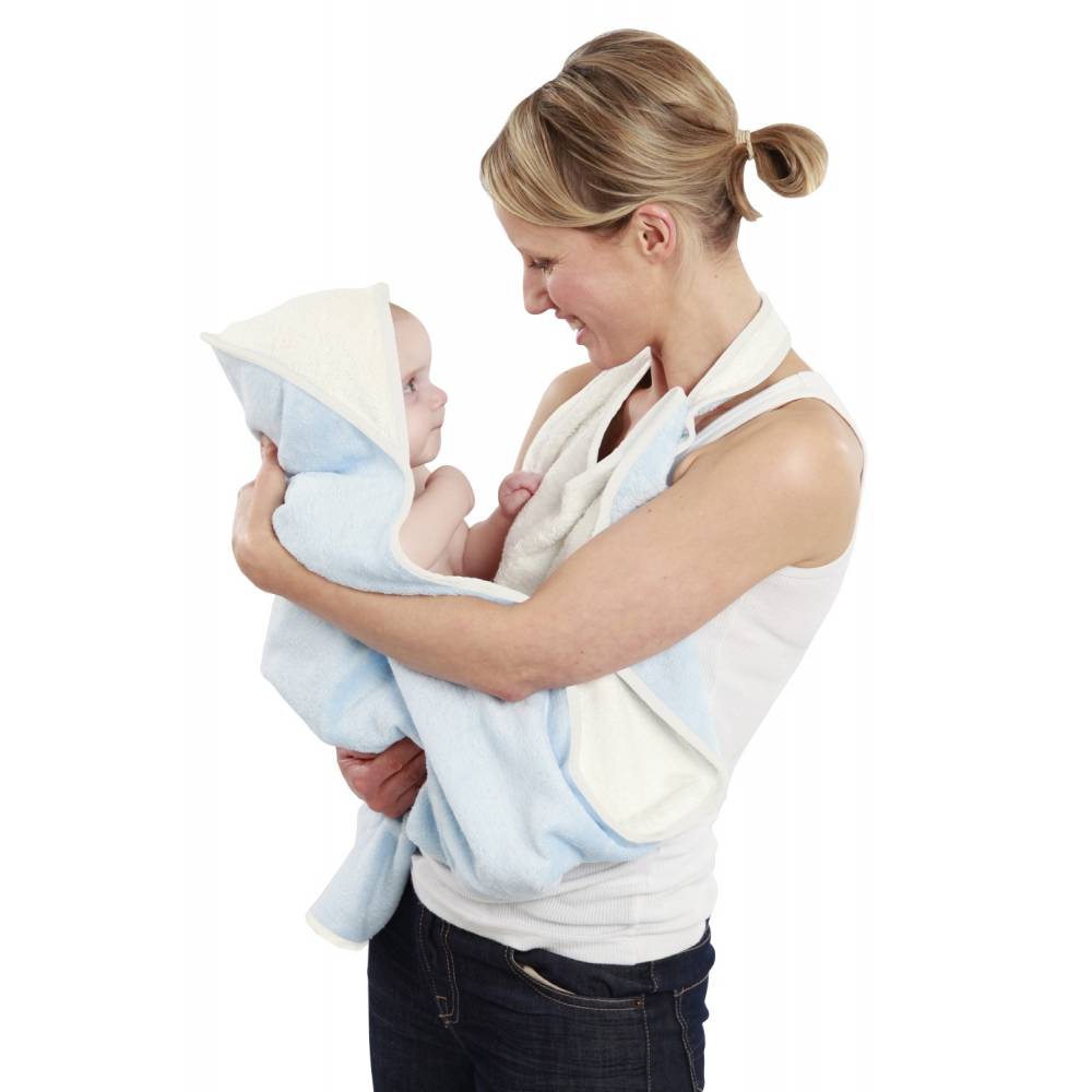 Ręcznik fartuch, niebiesko-biały Cuddledry Baby