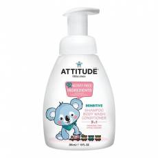 3 w 1 płyn dla dzieci do mycia szampon odżywka bezzapachowy (fragrance free) 300 ml- Attitude