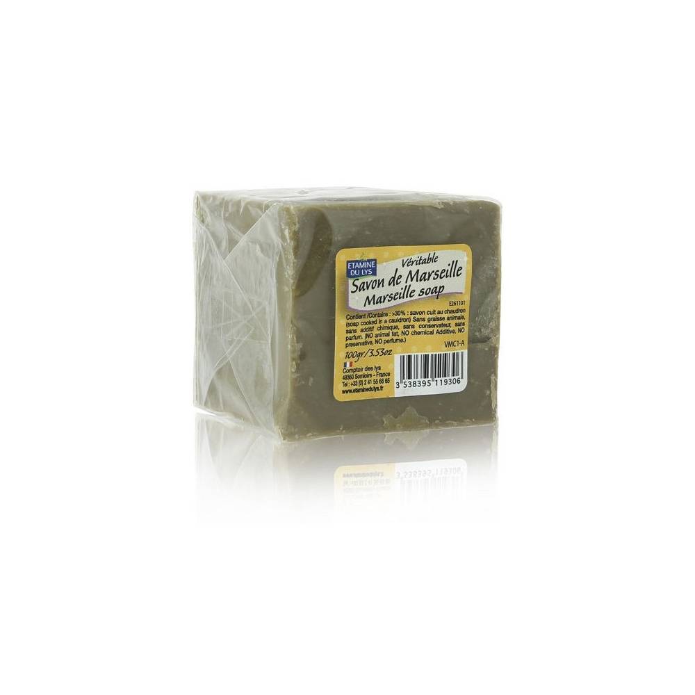 Retro Tradycyjne oryginalne Mydło Marsylskie w kostce zielone, 100 g- Etamine du Lys